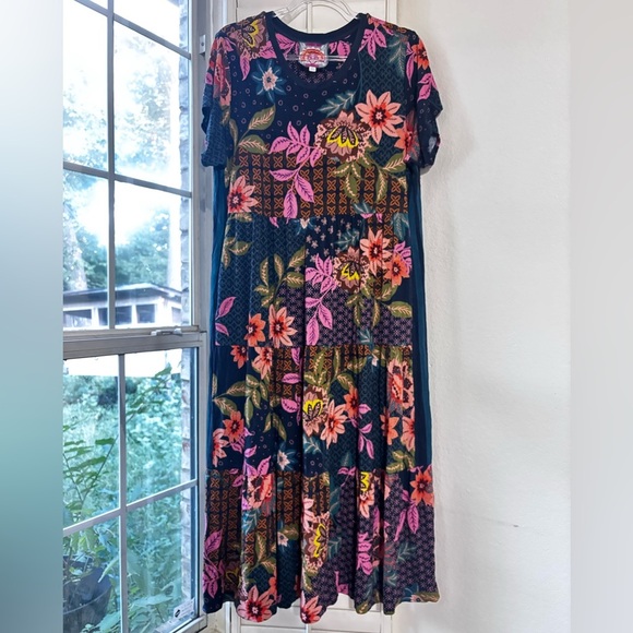 JOHNNY WAS DELFINO TIERED CAP SLEEVE MAXI DRESS Sz PXL - Picture 2 of 11